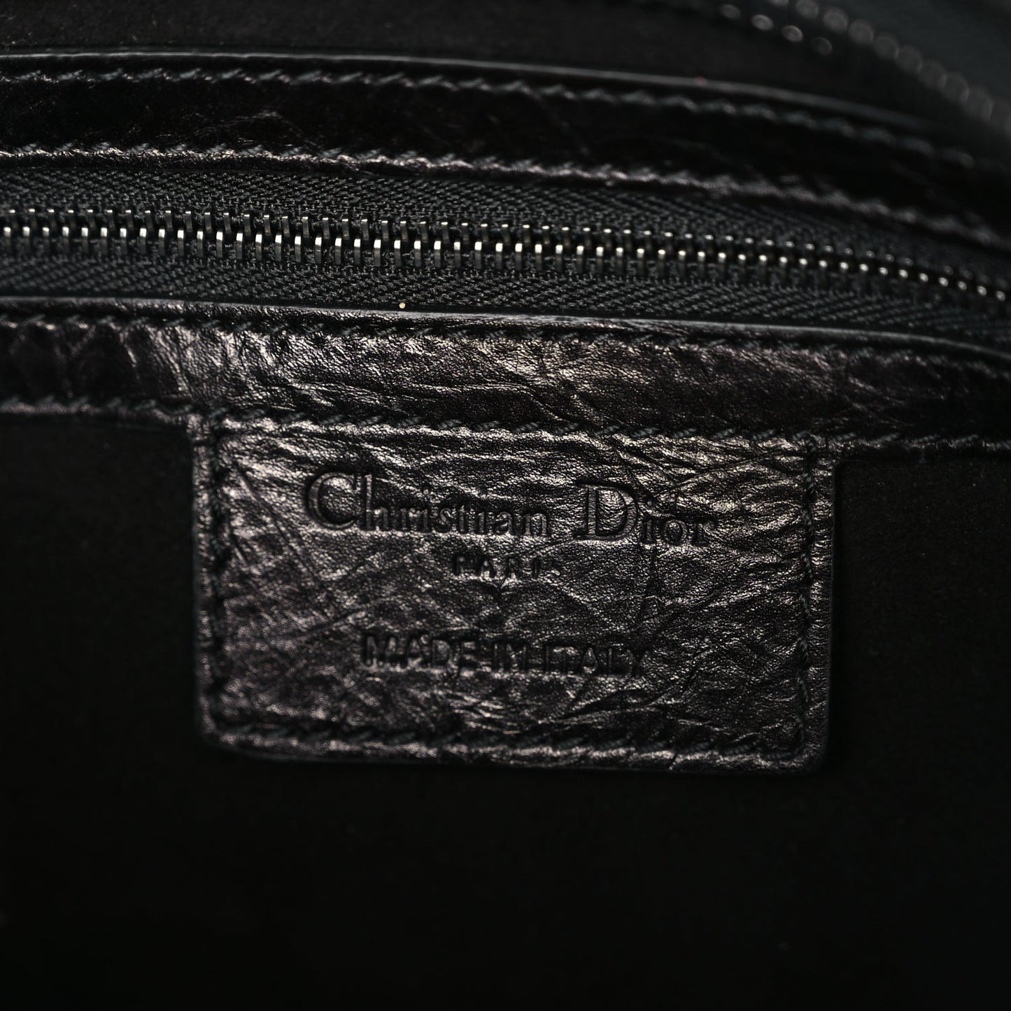 Crinkled Calfskin Macrocannage Medium My ABCDior Lady D-Sire Black
