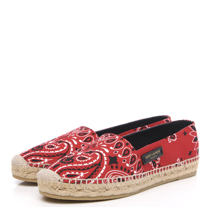 Saint Laurent Bandana Print Canvas Espadrilles 37.5 Red 3 of 9