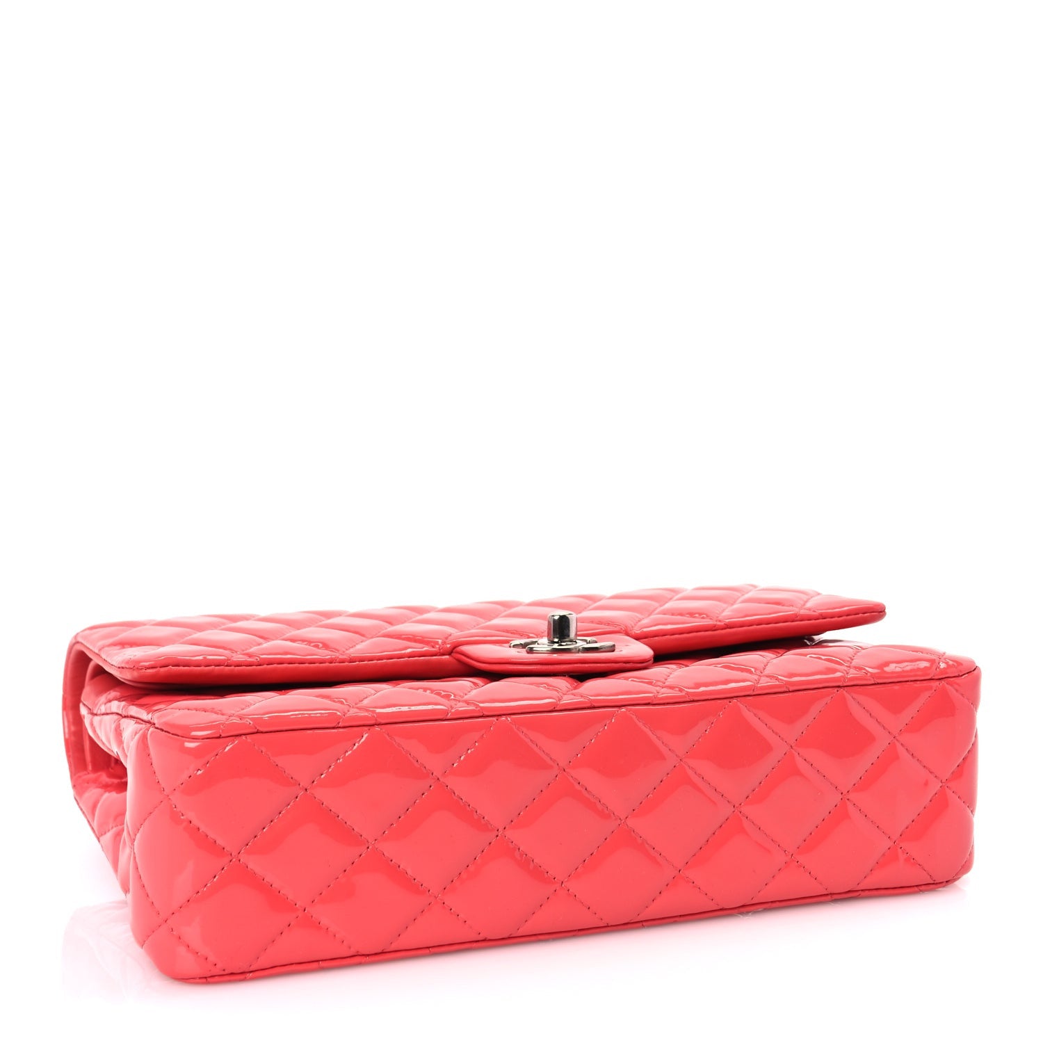 Chanel Patent Calfskin Quilted Medium Double Flap Dark Pink 3 of 9