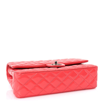 Chanel Patent Calfskin Quilted Medium Double Flap Dark Pink 3 of 9