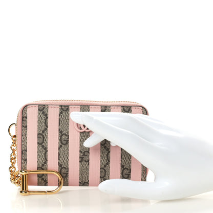 Gucci Supreme Monogram Vitello Eclipse Enamel Striped GG Key Card Case Beige Ebony Pink 2 of 7