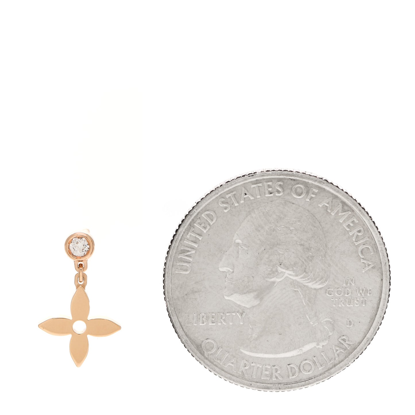 18K Rose Gold Diamond Idylle Blossom Monogram Single Stud Earring