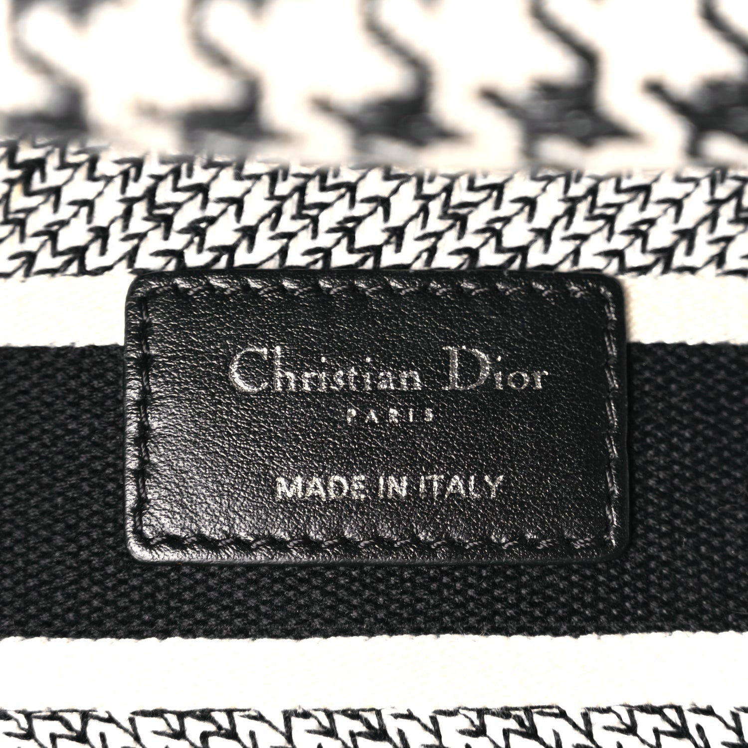 Christian Dior Canvas Houndstooth Embroidered Medium Lady D-Lite Black White 5 of 8