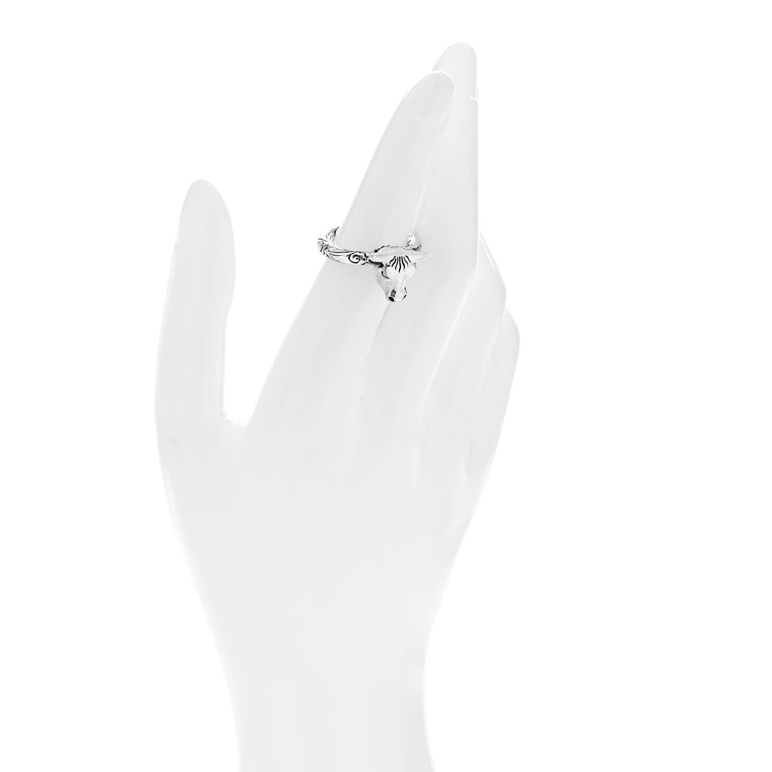 Gucci Sterling Silver Anger Forest Bull's Head Ring 54 6.75 2 of 5