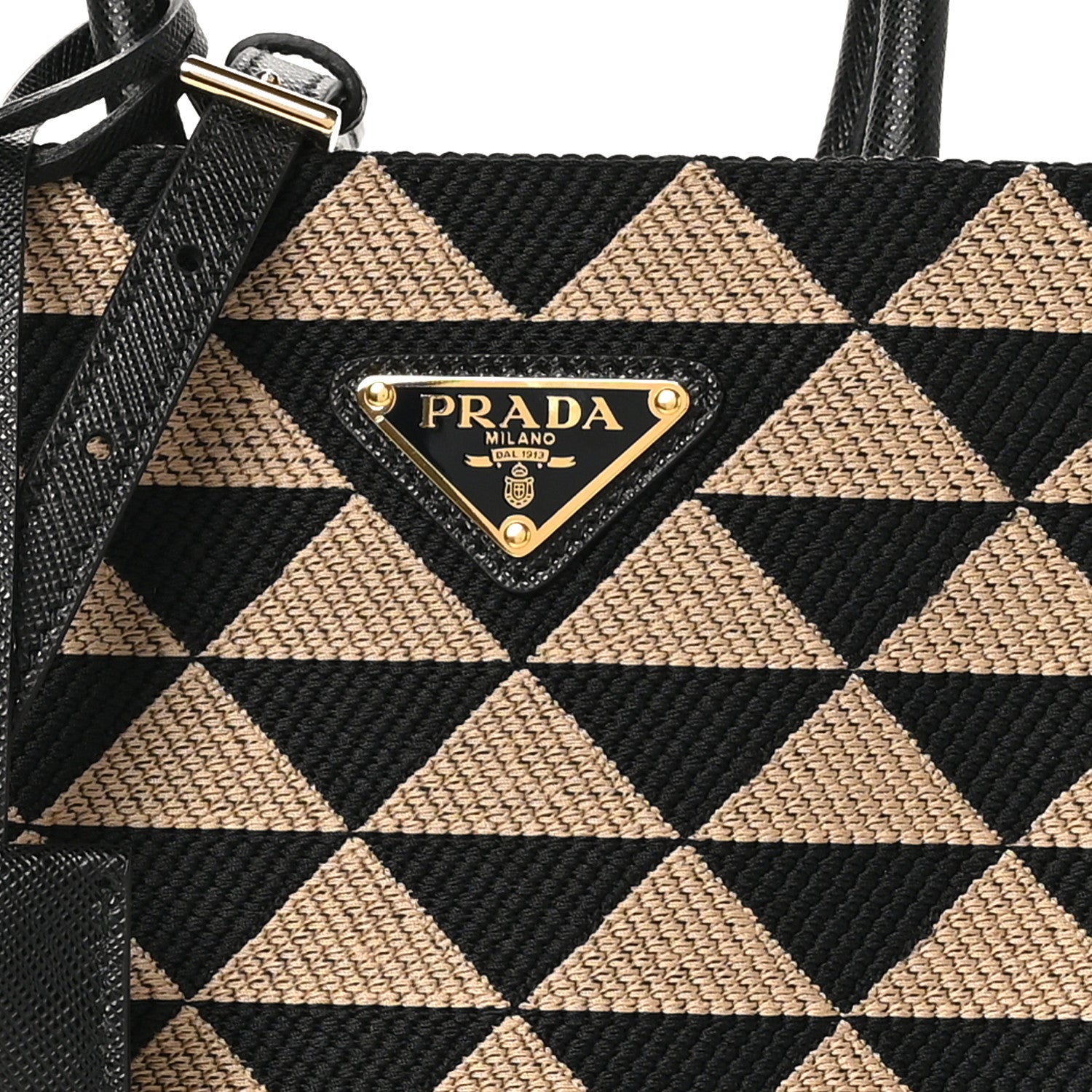 Prada Jacquard Saffiano Triangolo Symbole Embroidered Micro Tote Black Corda 6 of 9