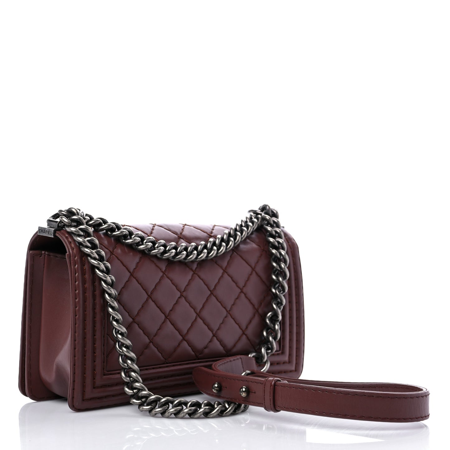 Calfskin Stitched Medium Boy Flap Brown