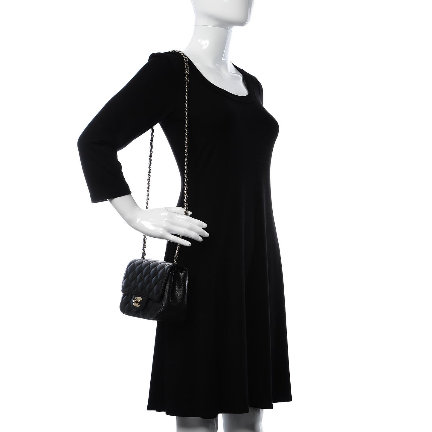 Caviar Quilted Mini Square Flap Black