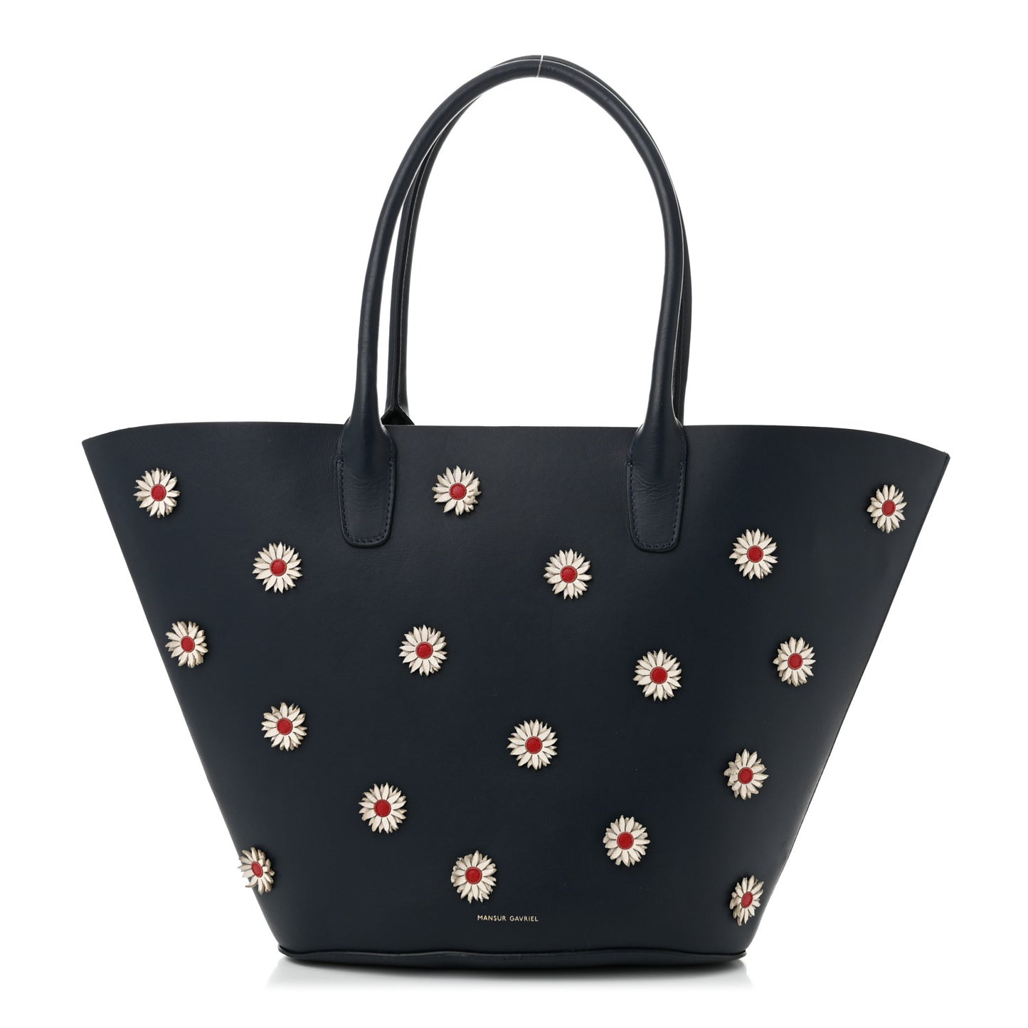Calfskin Daisy Triangle Tote Blue