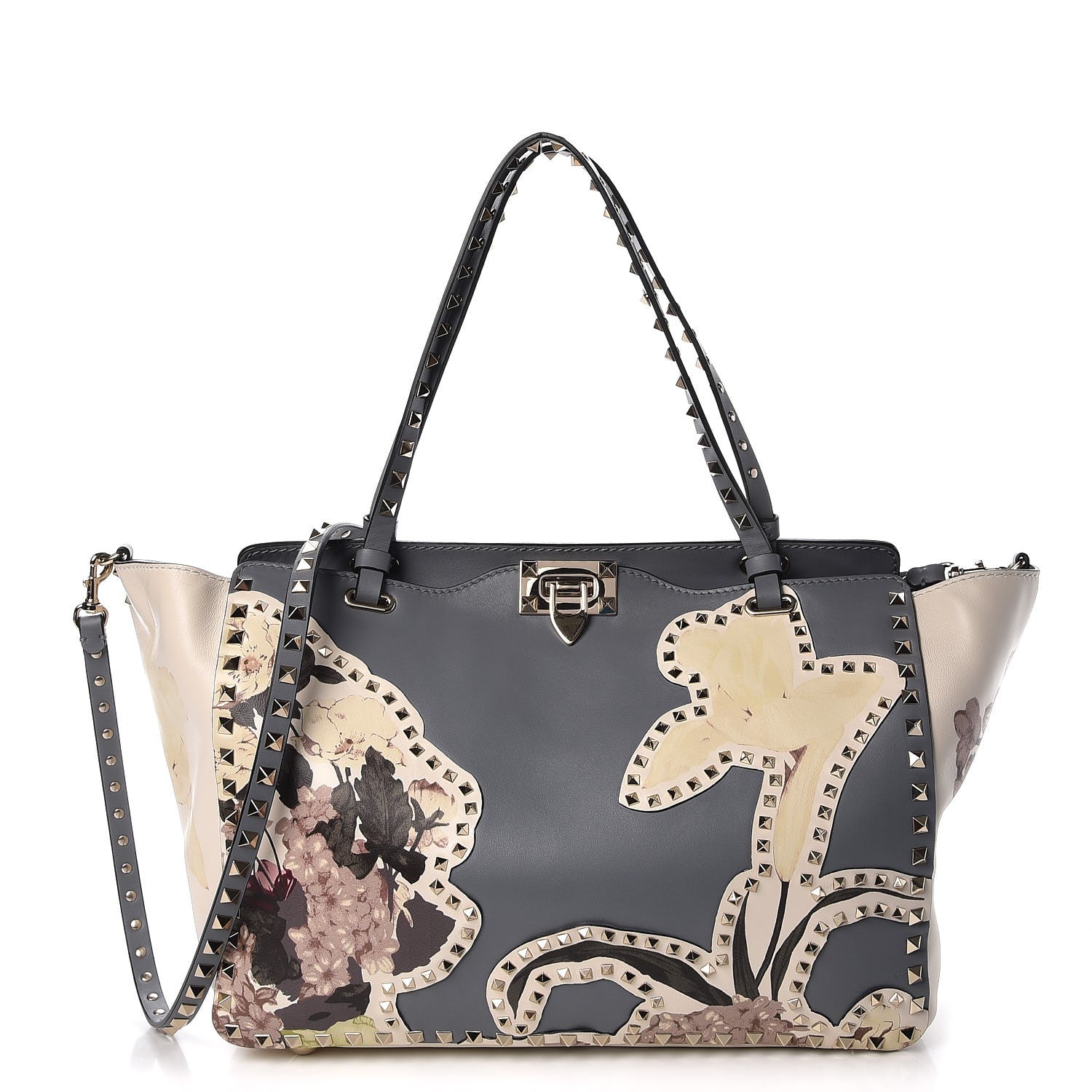 Valentino Garavani Vitello Monogram Kimono 1997 Print Medium Rockstud Tote Light Blue 1 of 7