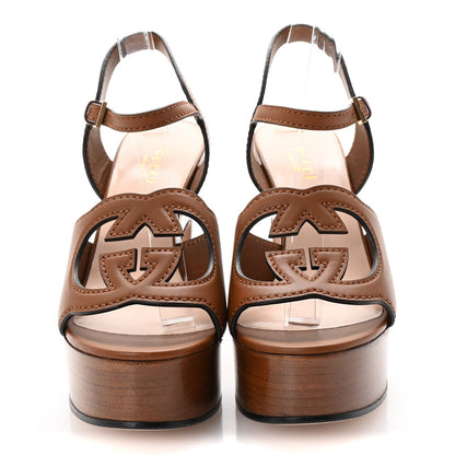Gucci Cosmos Softy Calfskin Wooden InterLocking G Cut-Out 30/120mm Platform Sandals 36.5 Cuir 3 of 7