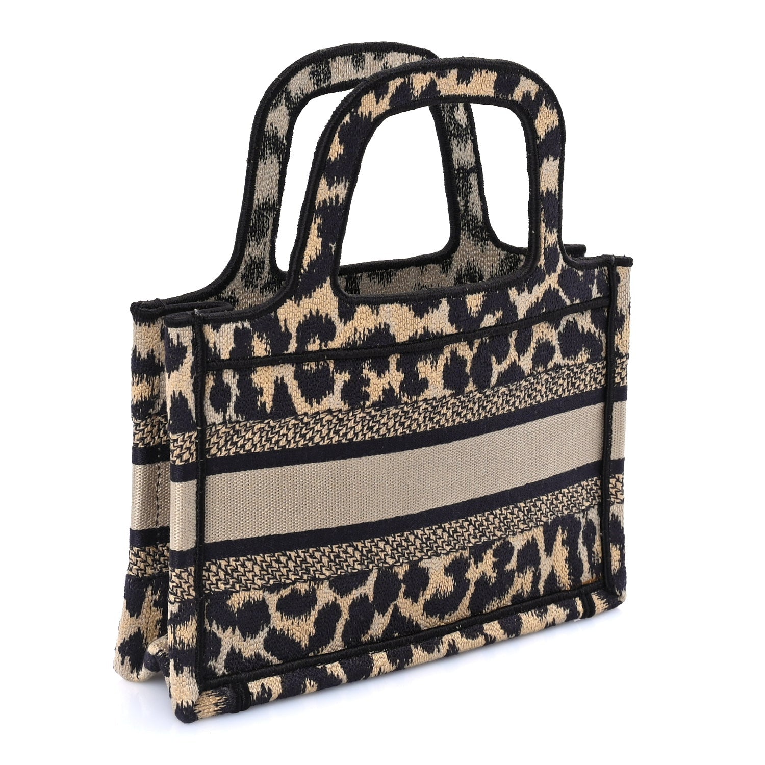 Christian Dior Canvas Mizza Embroidered Mini Leopard Book Tote