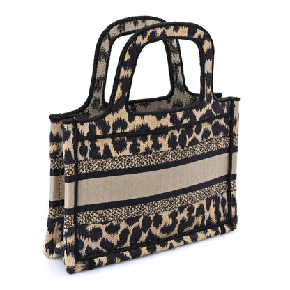 Christian Dior Canvas Mizza Embroidered Mini Leopard Book Tote Beige 2 of 7