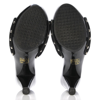 Chanel Suede CC Buckle Clogs 39 Black 7 of 9