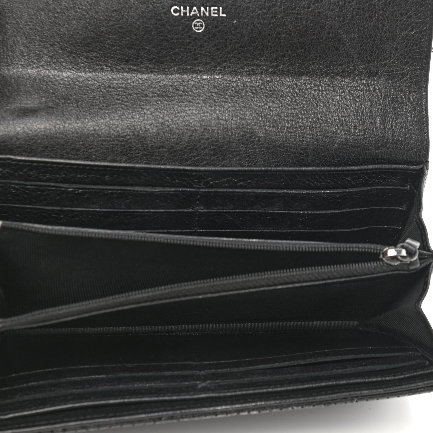 Chanel Perforated Lambskin Quilted Large Gusset Flap Wallet Black 5 of 10