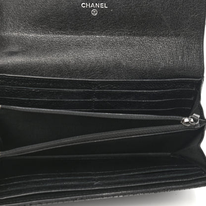 Chanel Perforated Lambskin Quilted Large Gusset Flap Wallet Black 5 of 10