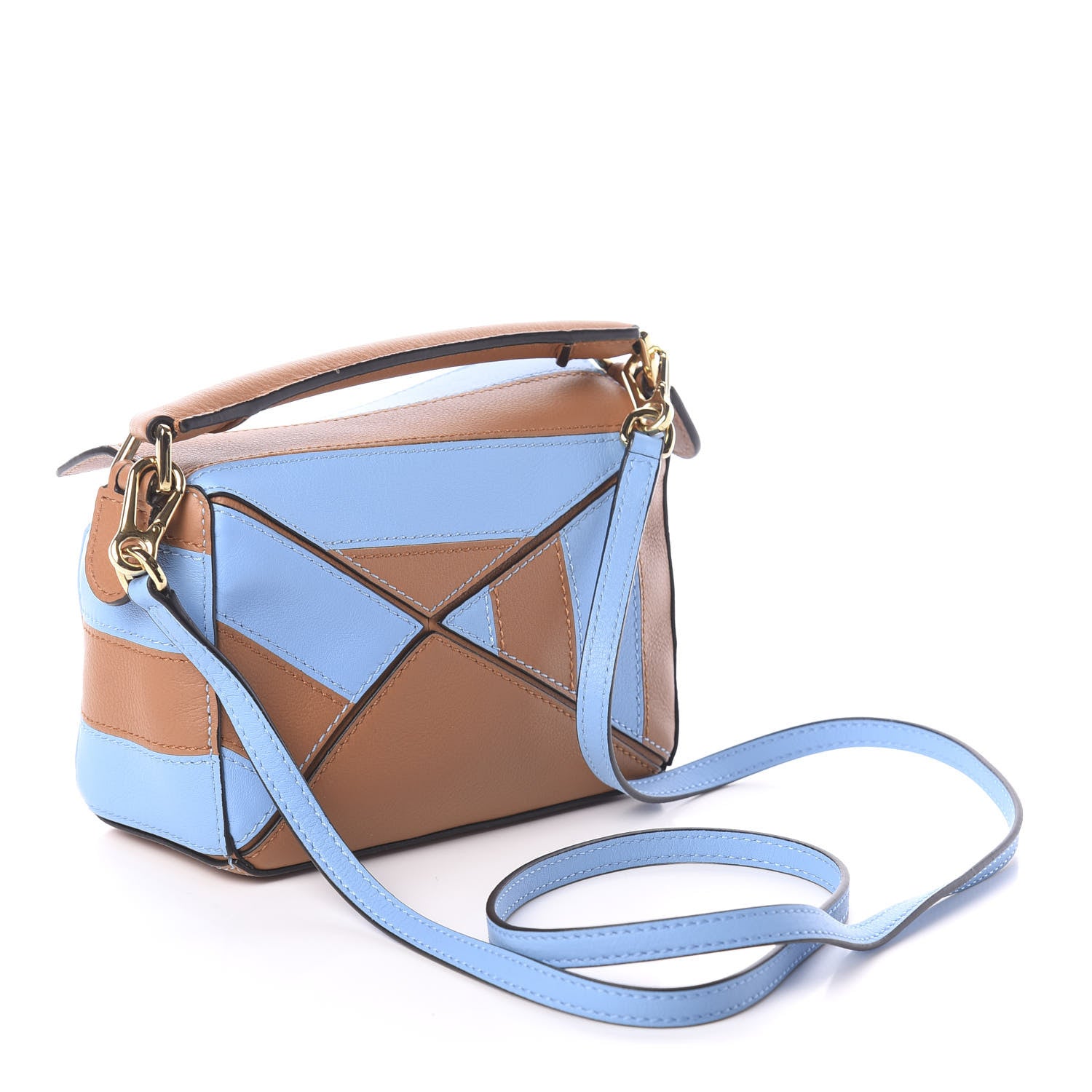 Loewe Calfskin Rugby Mini Puzzle Bag Blue Tan 4 of 9