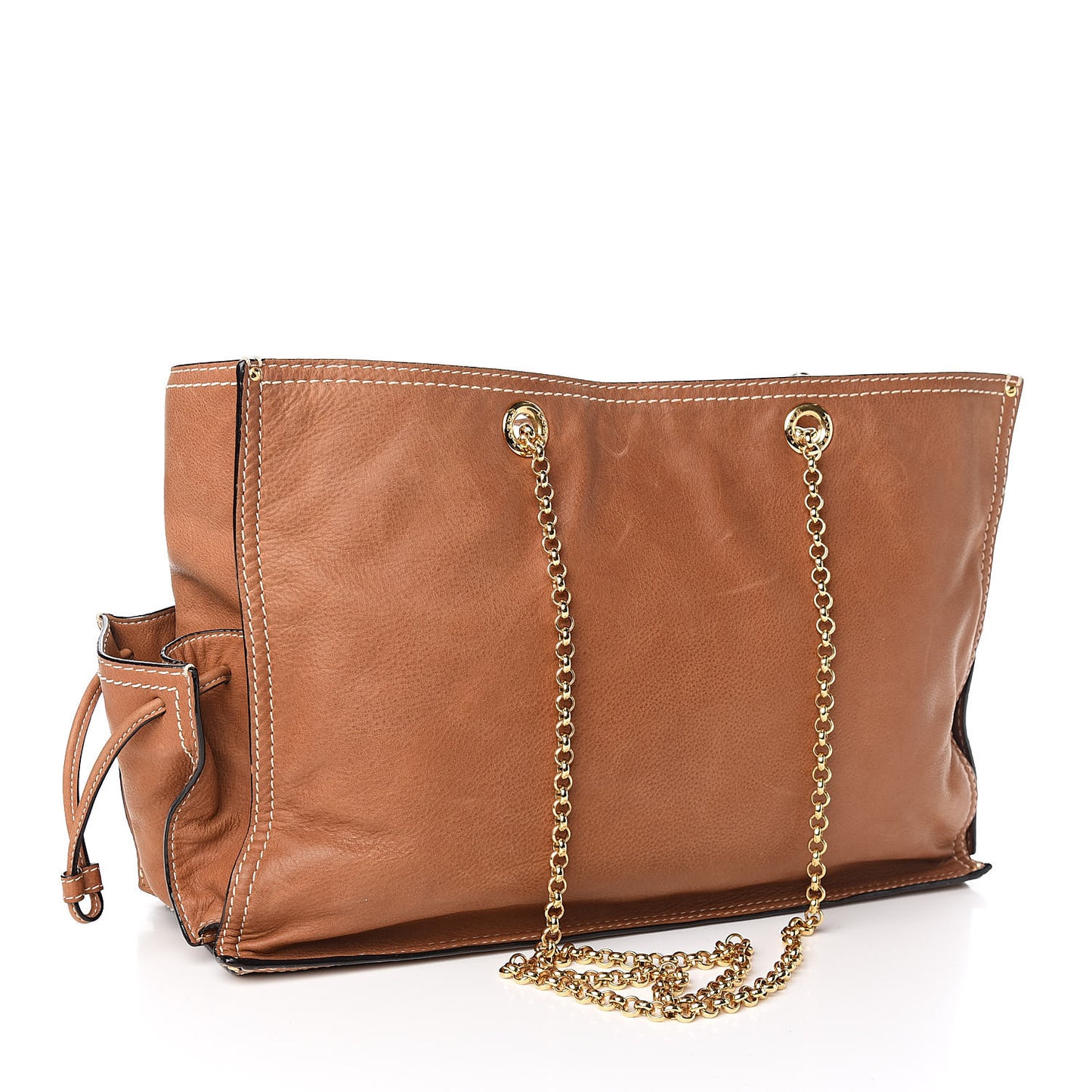 Nappa Chain Logo Shopper Tote Tan