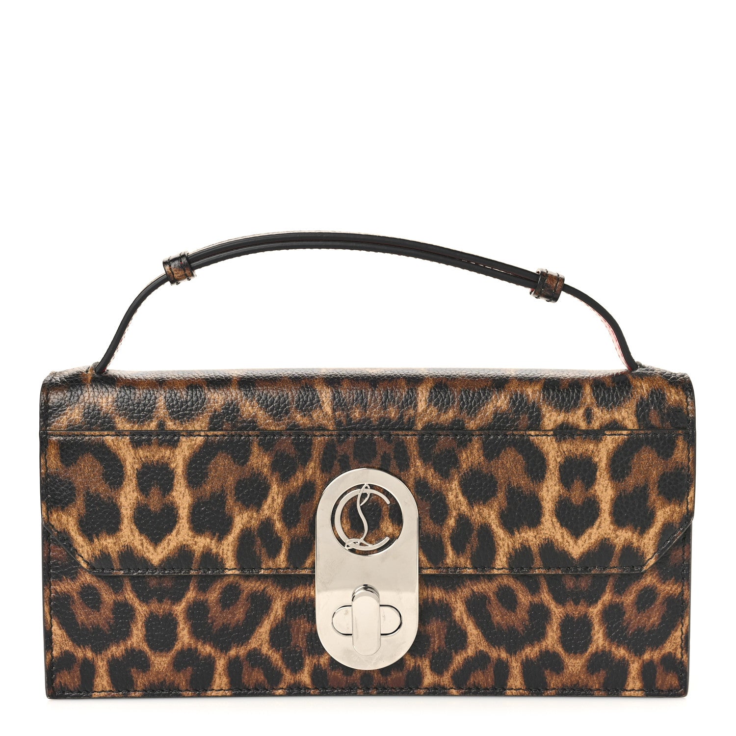 Christian Louboutin Calfskin Leopard Elisa Baguette Brown 1 of 8