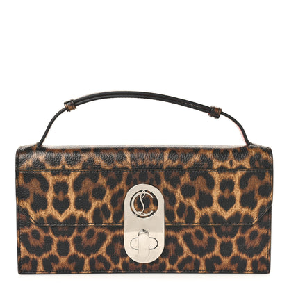 Christian Louboutin Calfskin Leopard Elisa Baguette Brown 1 of 8