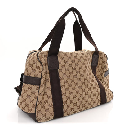 Gucci Monogram Dollar Calfskin Large Boston Duffle Bag  Beige Ebony Testa di Moro Marrone Scuro 2 of 8