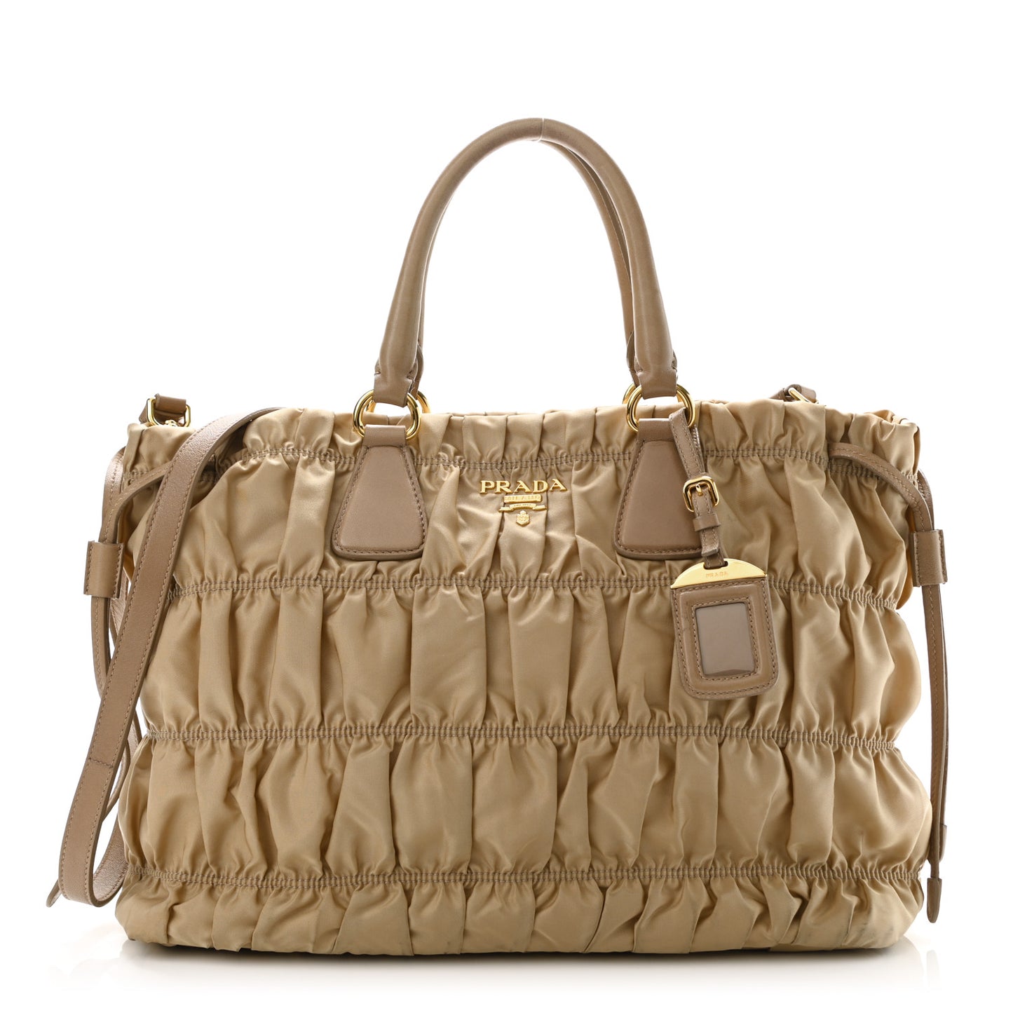 Tessuto Nylon Gaufre Drawstring Tote Cammello