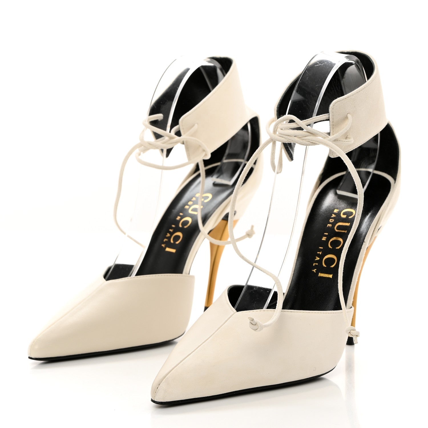 Gucci Soft Nappa Priscilla Ankle Cuff Pumps 40.5 White 3 of 7