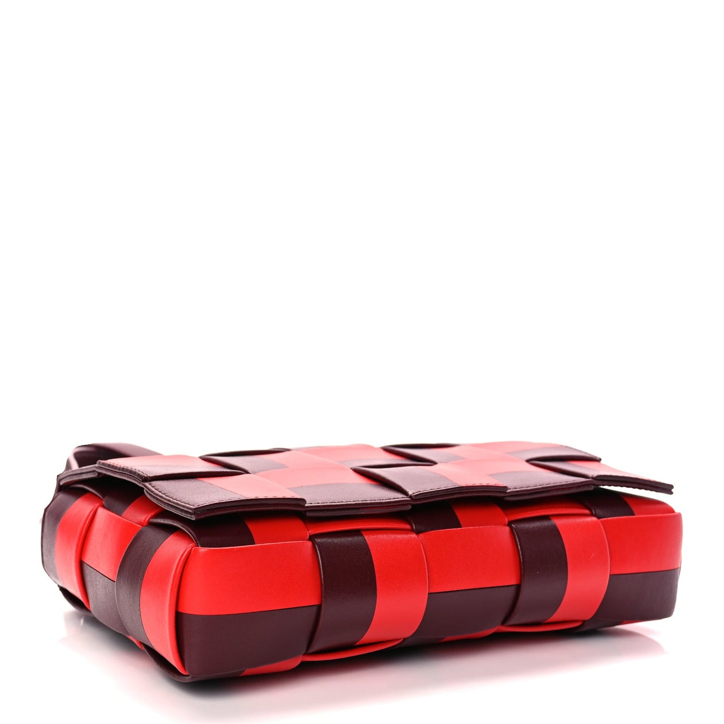 Lambskin Maxi Intrecciato Bicolor Cassette Crossbody Bag Red
