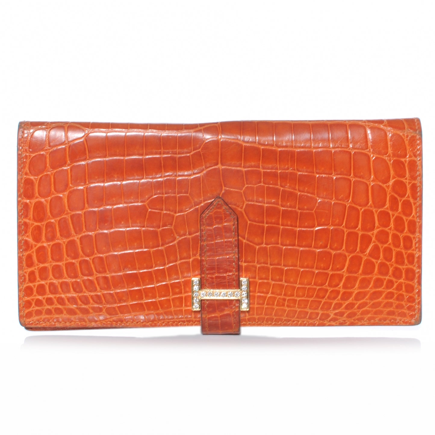 Niloticus Crocodile Diamond Bearn Wallet Orange