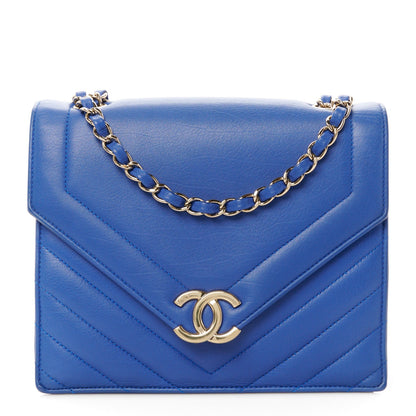 Chanel Calfskin Quilted Chevron Small Single Flap Blue 1 of 7