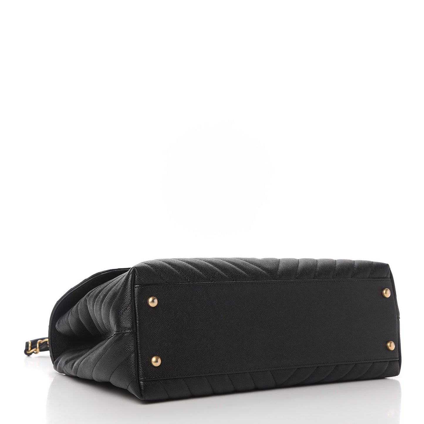 Caviar Chevron Quilted Medium Coco Handle Flap Black