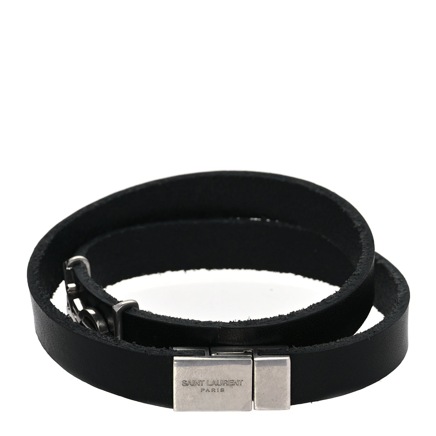 Saint Laurent Calfskin Opyum Double Wrap Bracele Black 3 of 4