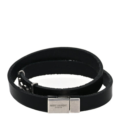 Saint Laurent Calfskin Opyum Double Wrap Bracele Black 3 of 4