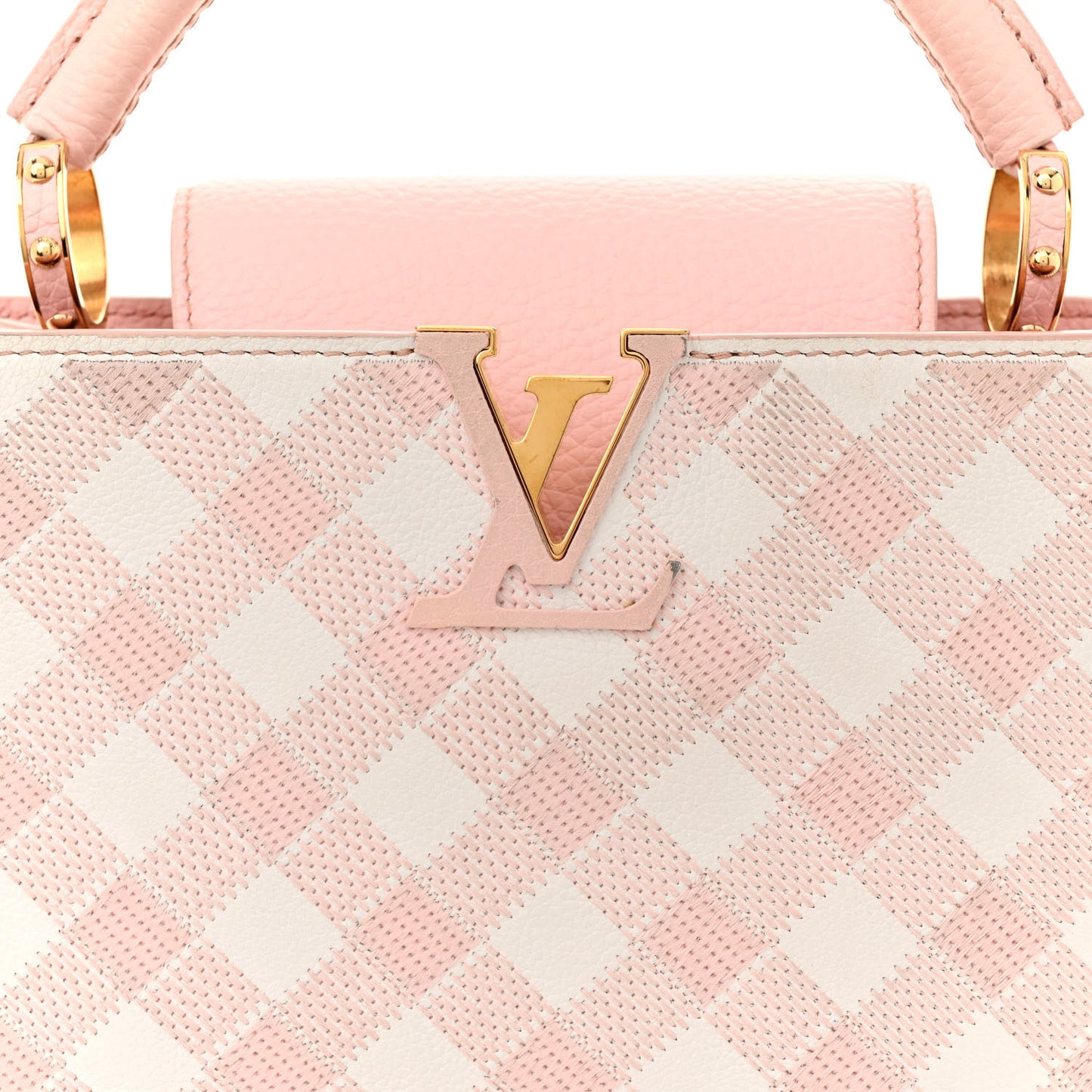 Taurillon Embroidered Vichy Capucines BB Light Pink