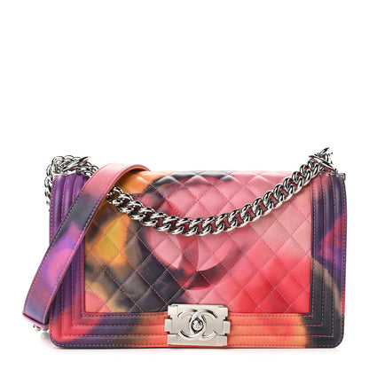 Chanel Printed Lambskin Quilted Medium Flower Power Boy Flap 1 of 8