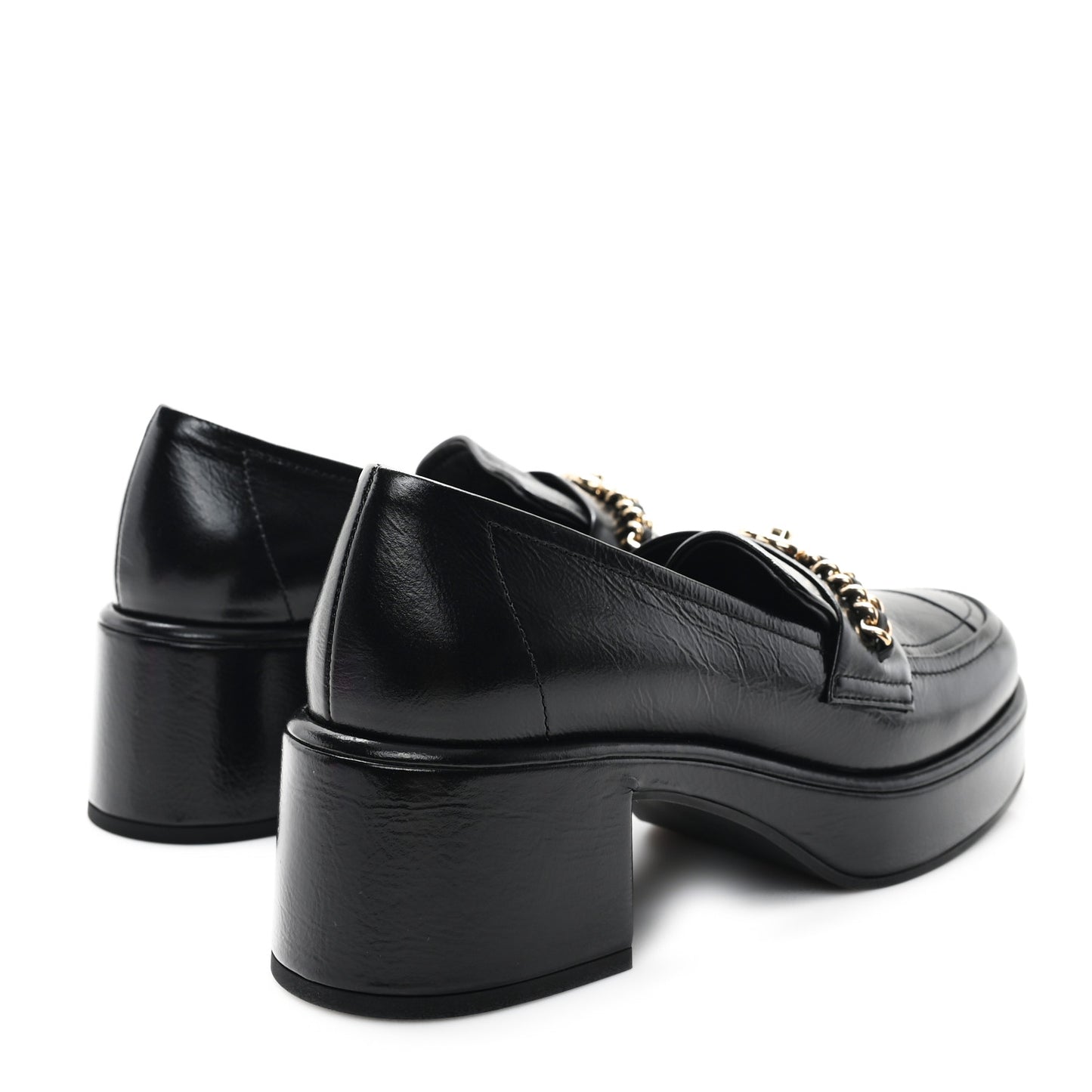 Shiny Calfskin Logo Loafers 36.5 Black
