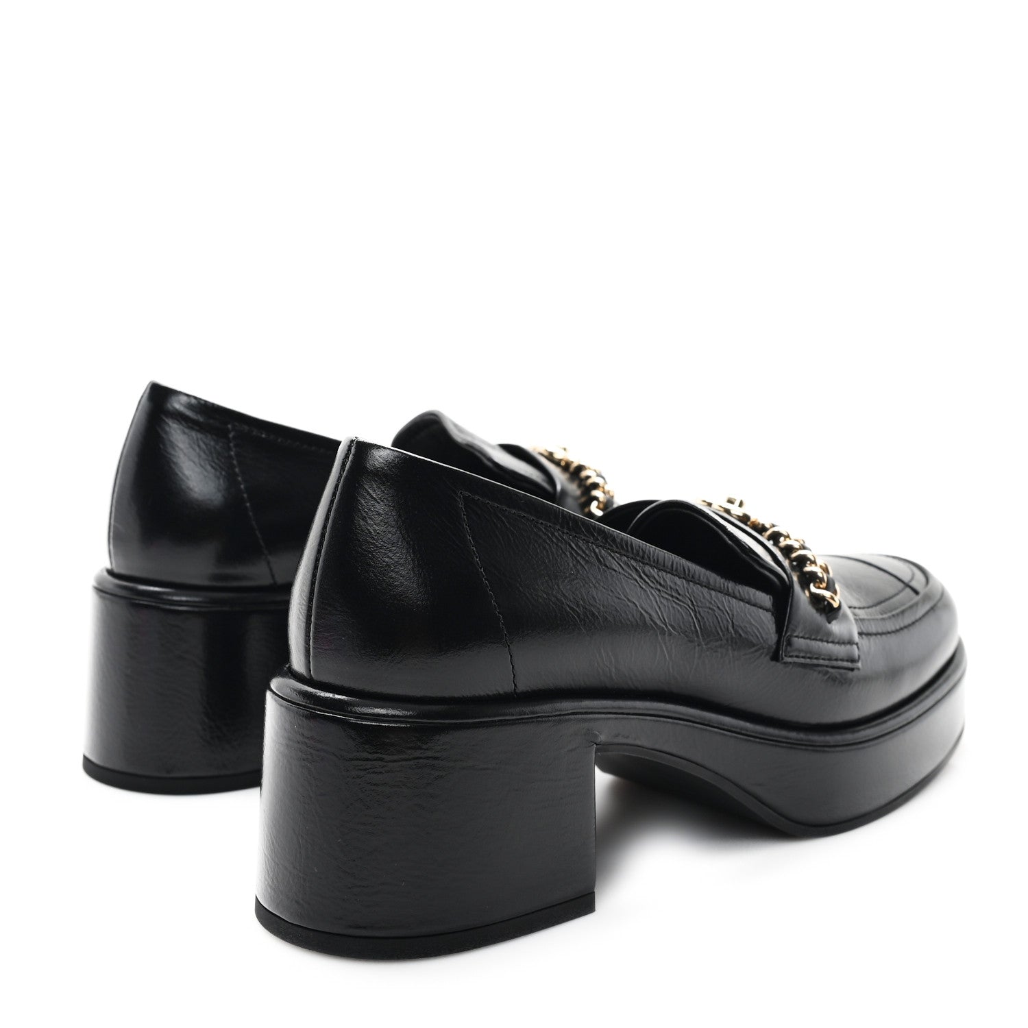 Chanel Shiny Calfskin Logo Loafers 36.5 Black 5 of 9