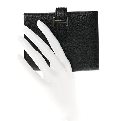 Hermes Chevre Mysore Bearn Compact Wallet Black 2 of 6