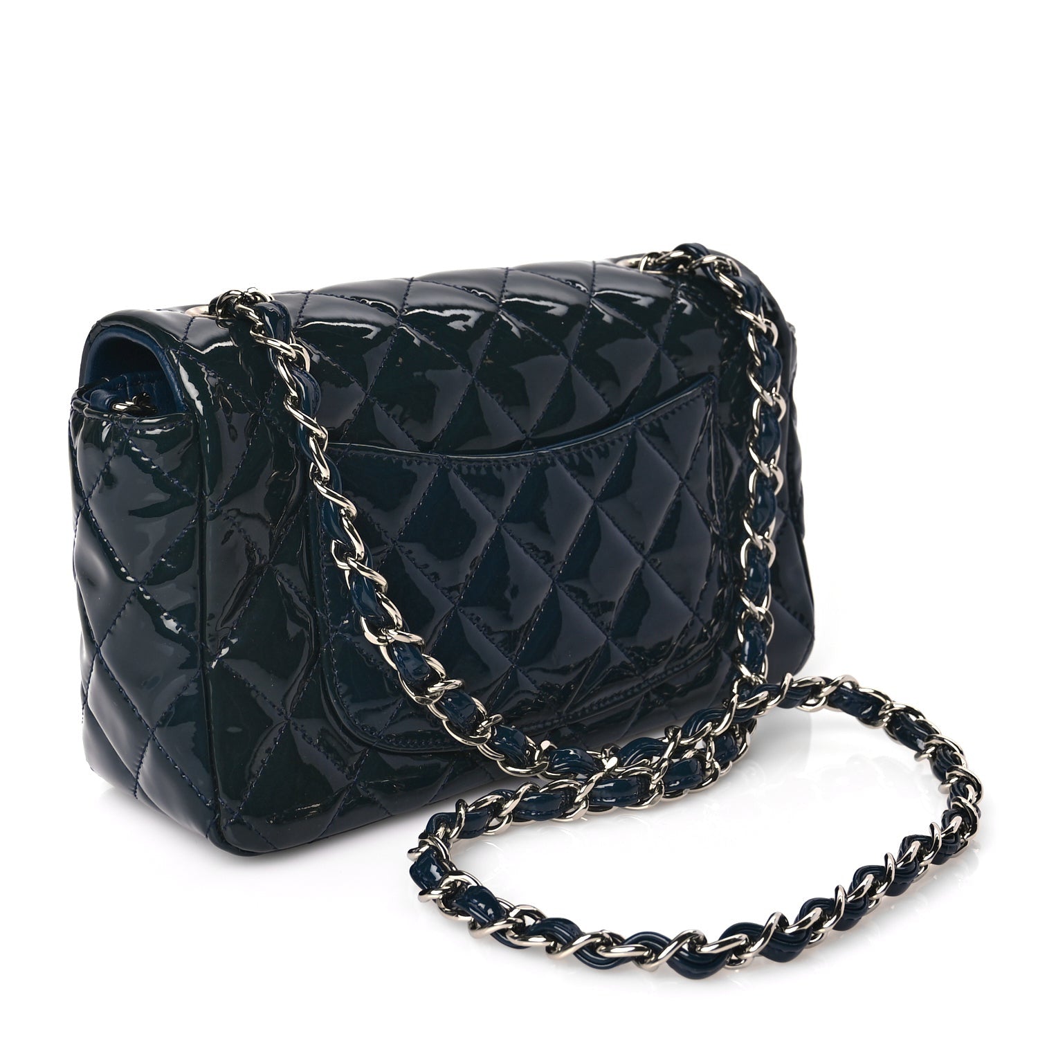 Chanel Patent Calfskin Quilted Mini Rectangular Flap Turquoise 2 of 9