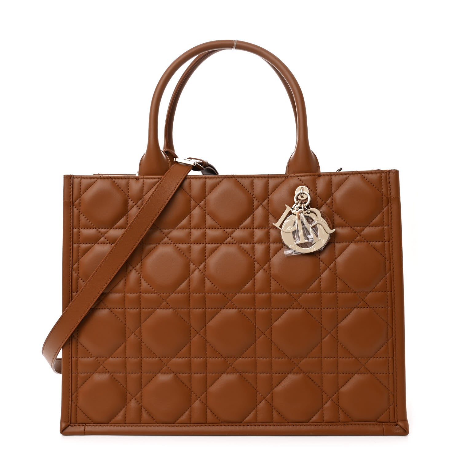 Christian Dior Calfskin Macro Cannage Medium Book Tote Golden Saddle 1 of 12