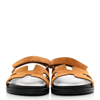 Hermes Suede Goatskin Womens Chypre Sandals 38 Naturel 2 of 9