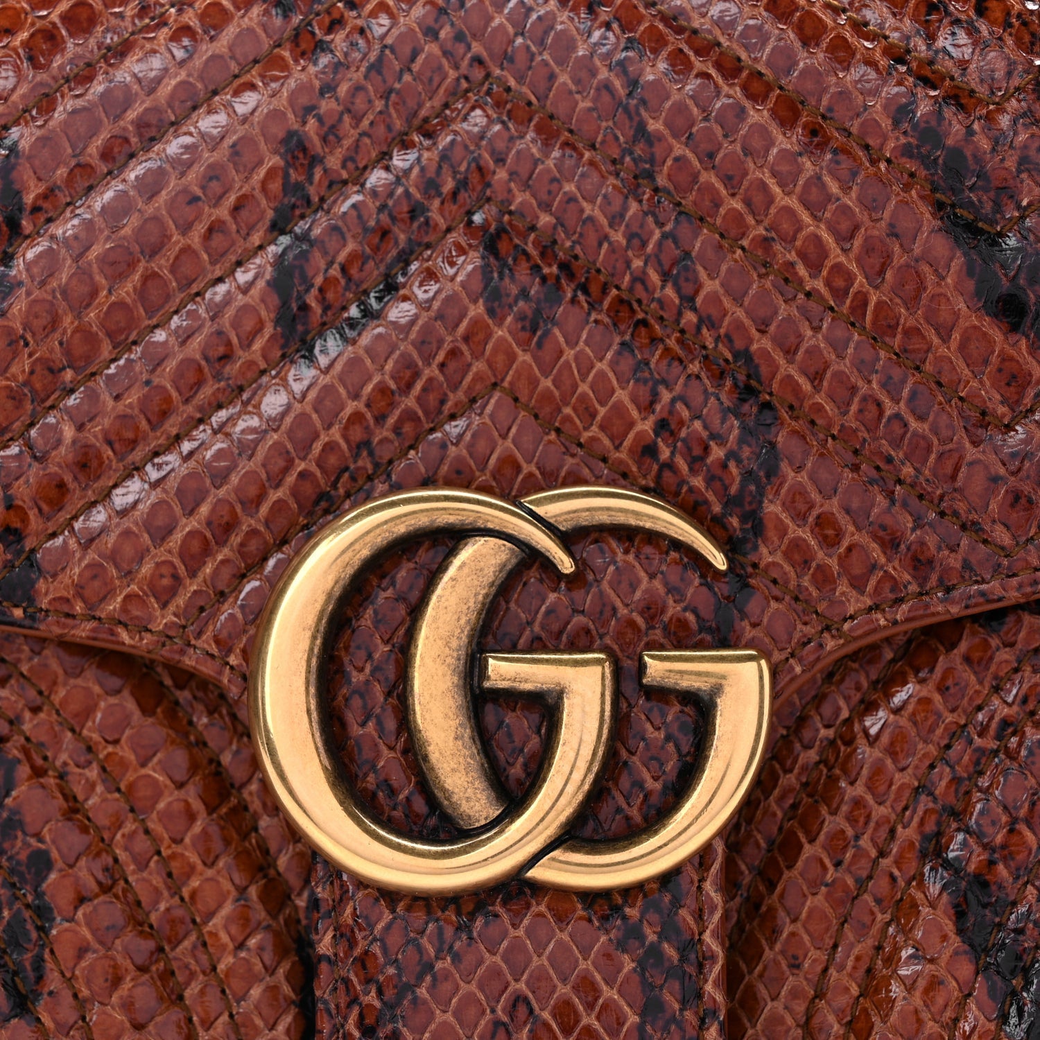 Gucci Snakeskin Matelasse Small GG Marmont Shoulder Bag Brown 7 of 18