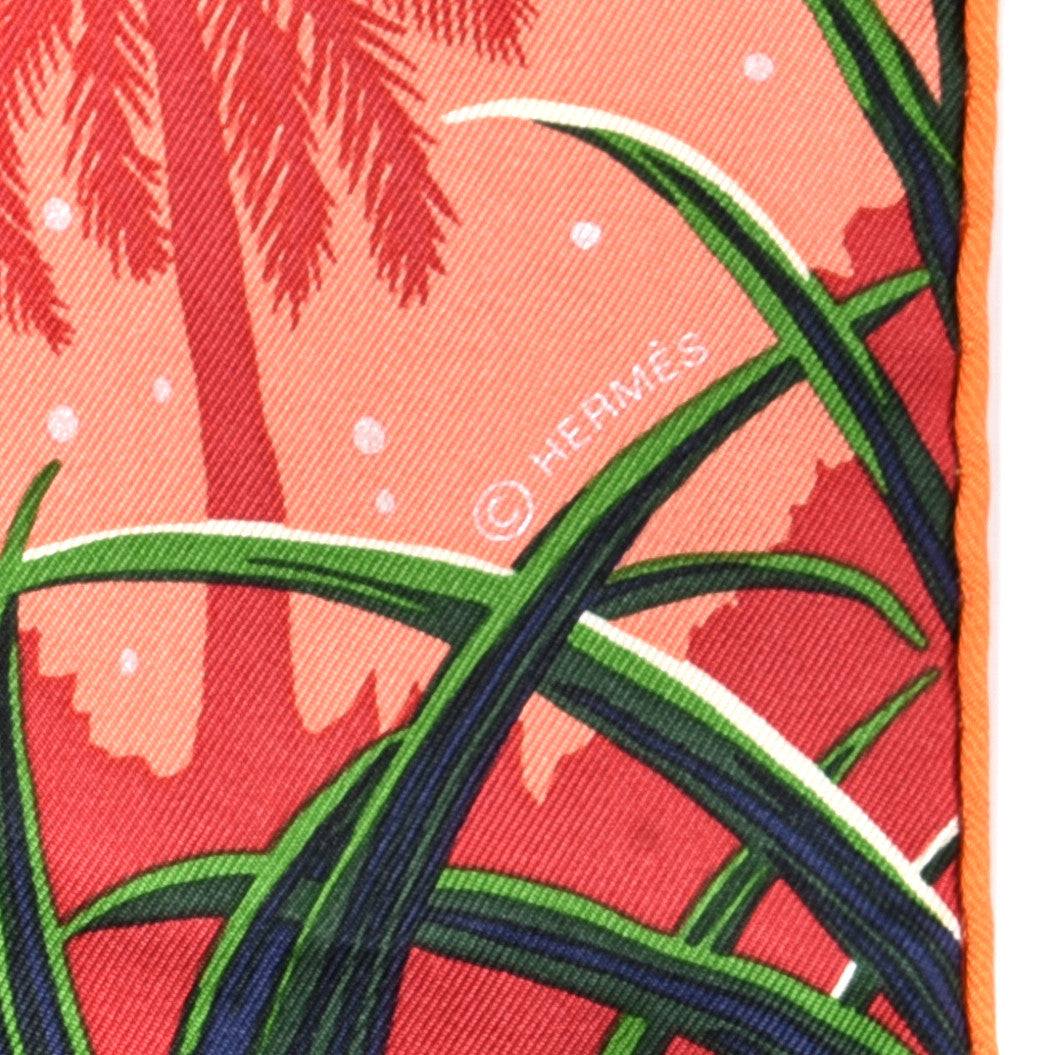 Silk Tyger Tyger Scarf 90 Saumon Corail Vert