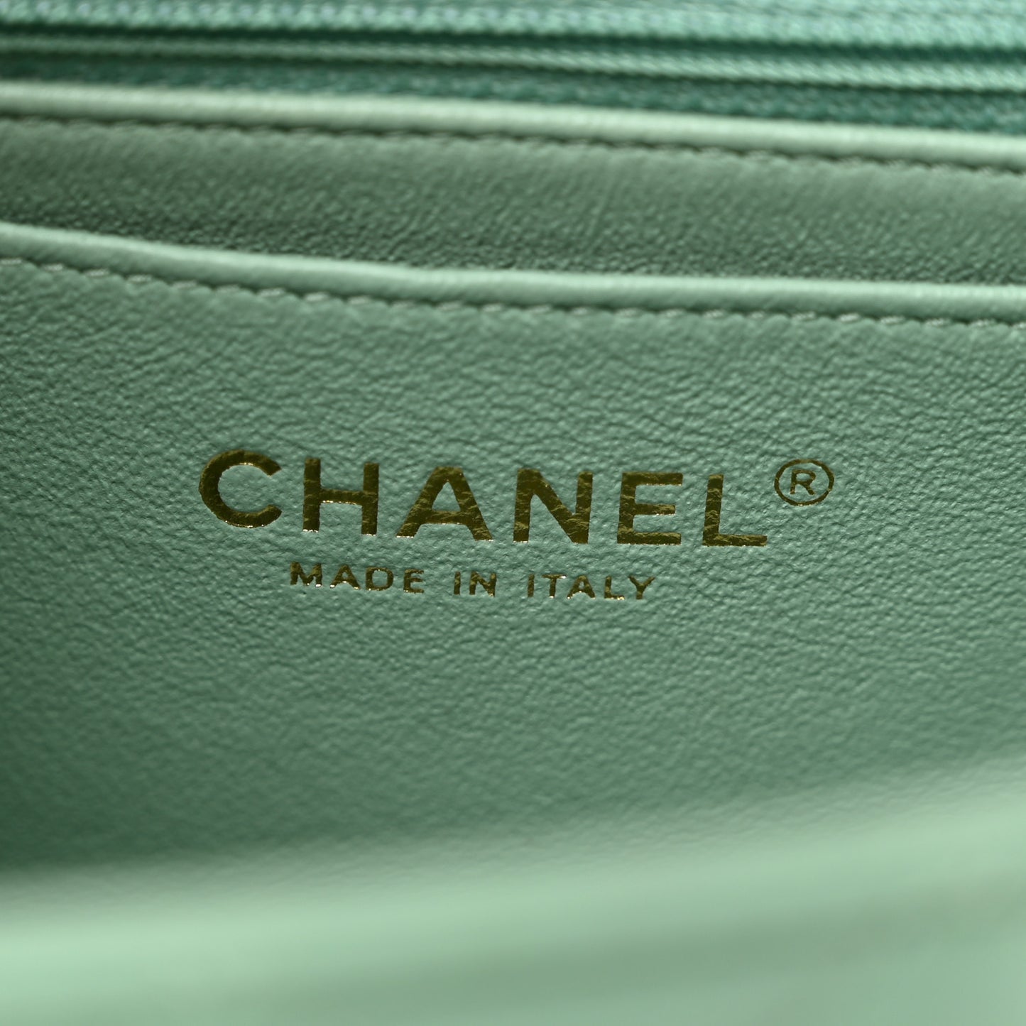 Lambskin Quilted Mini Rectangular Flap Light Green