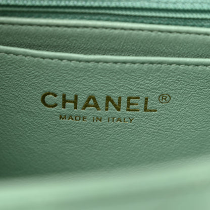 Chanel Lambskin Quilted Mini Rectangular Flap Light Green 6 of 10
