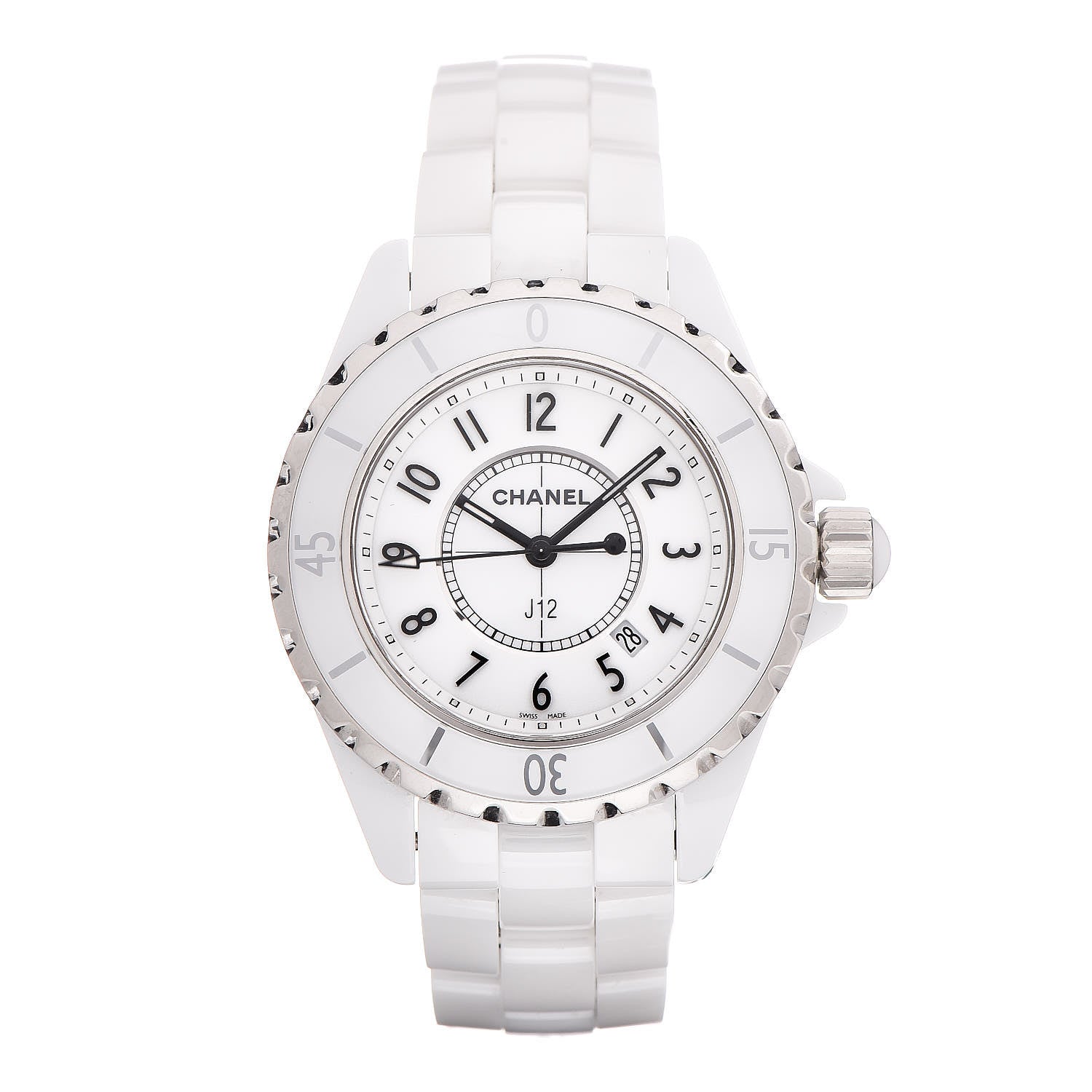 Chanel Stainless Steel Ceramic 33mm J12 Quartz Watch White 1 of 6