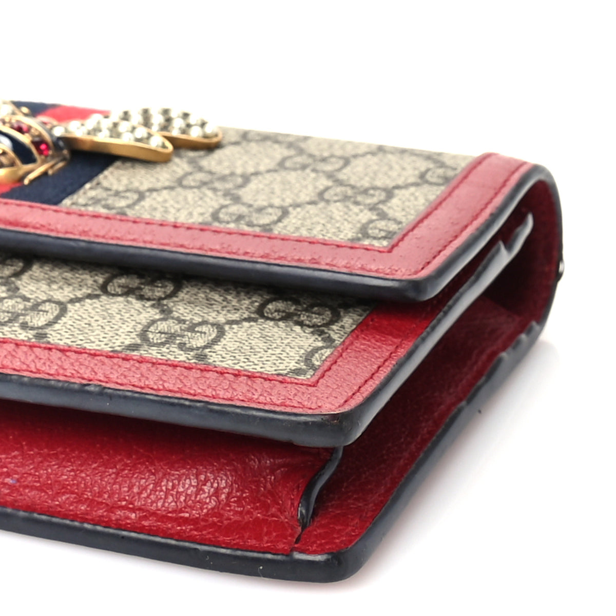 Gucci GG Supreme Monogram Web Queen Margaret Chain Wallet Red 8 of 8