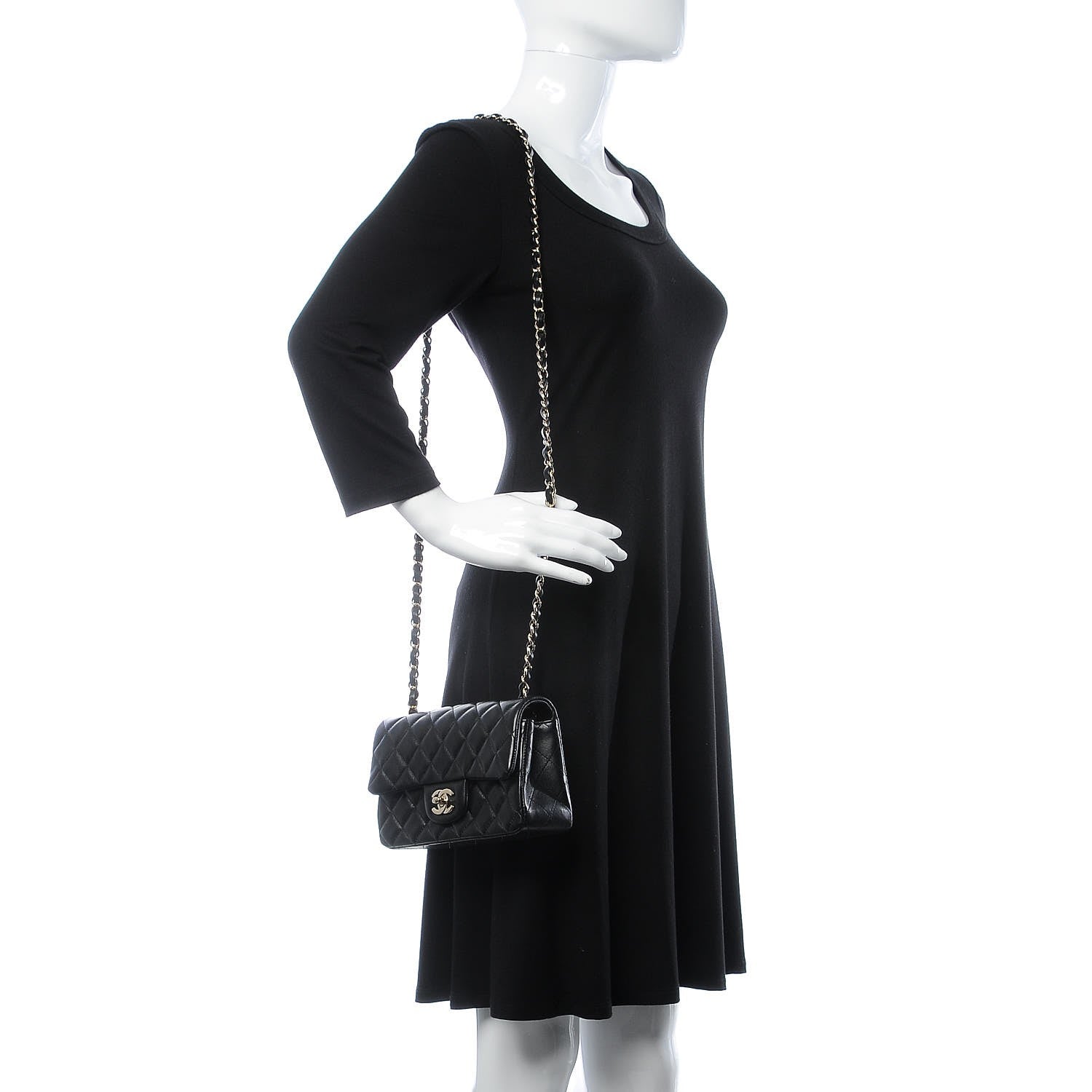 Chanel Lambskin Quilted Mini Rectangular Flap Black 2 of 8