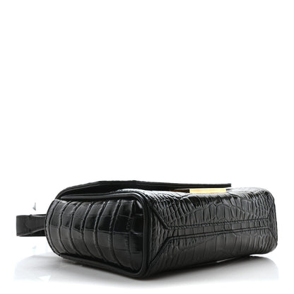 Givenchy Calfskin Crocodile Embossed Eden Mini Top Handle Black 4 of 7