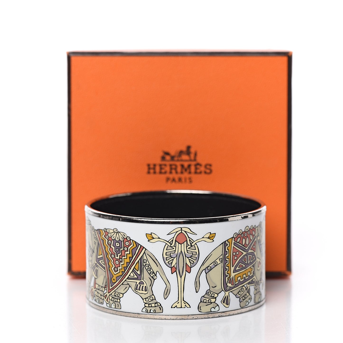 Enamel Printed Elephant Torana Extra Wide Bracelet 62