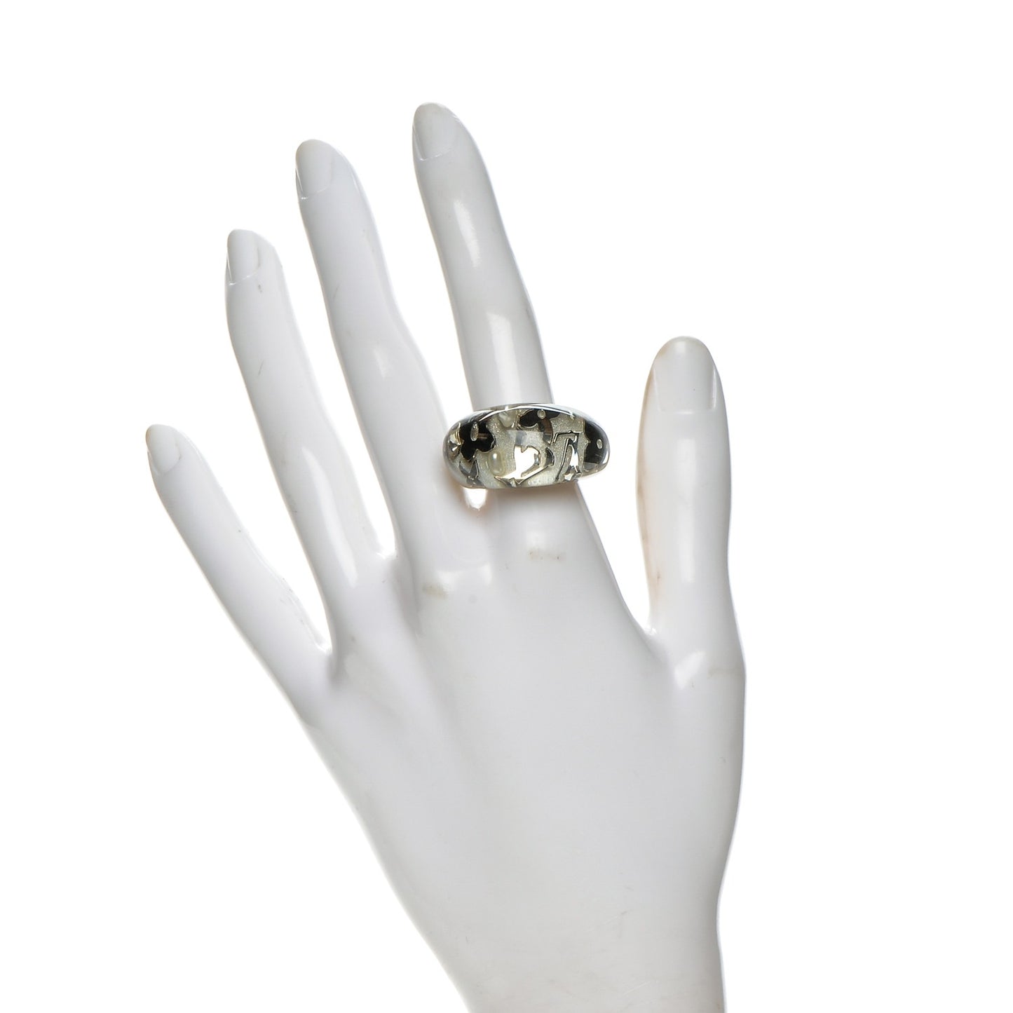 Resin Swarovski Crystal Inclusion Ring M Grey